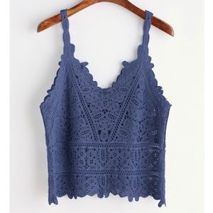 Blue crochet crop